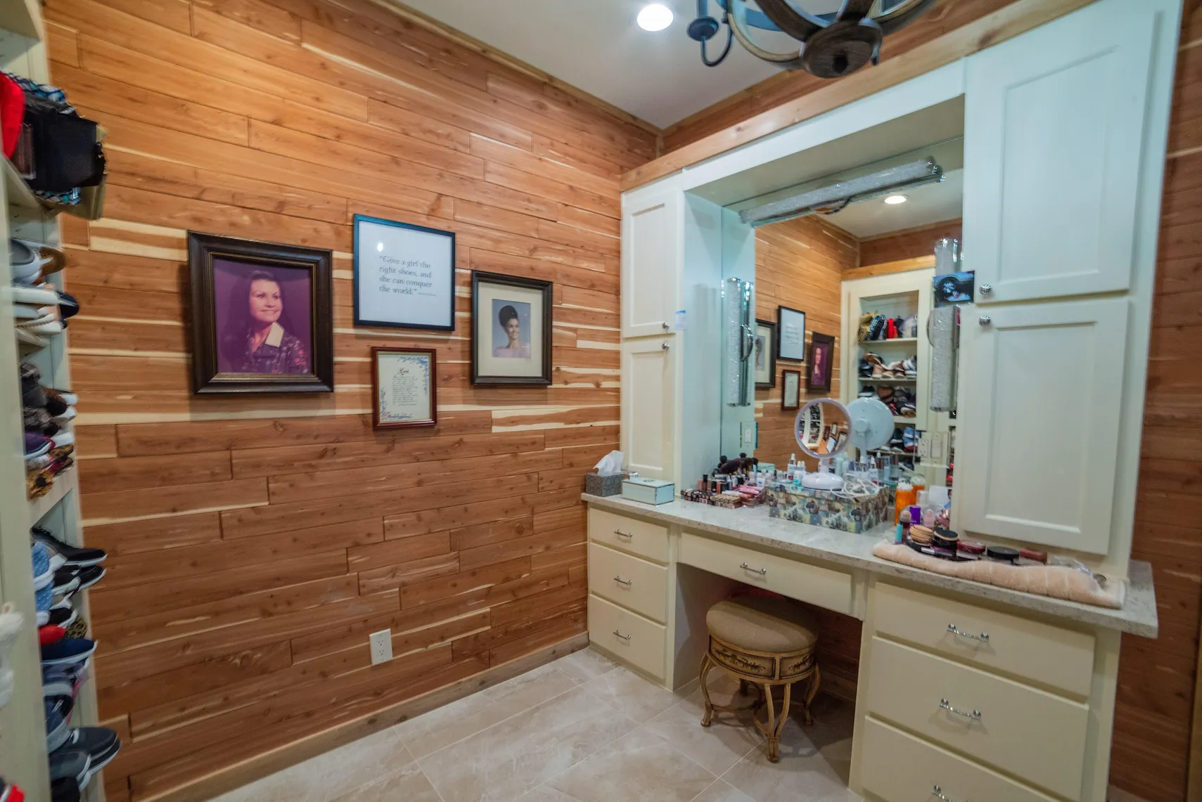 Primary dressing area with cedar walls