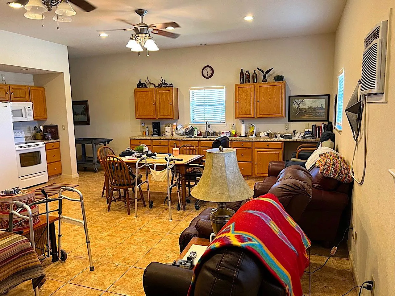 Barn apartment: open kitchen and living area