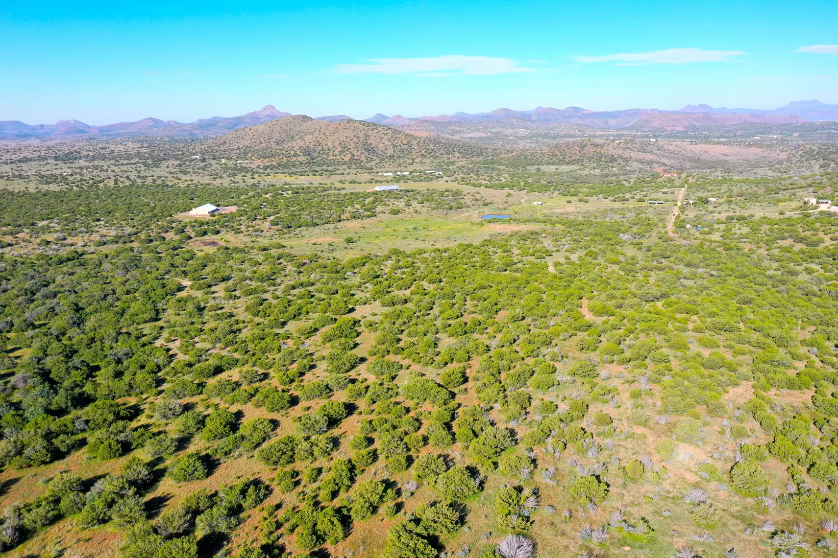 Aerial view of the 105-acre property